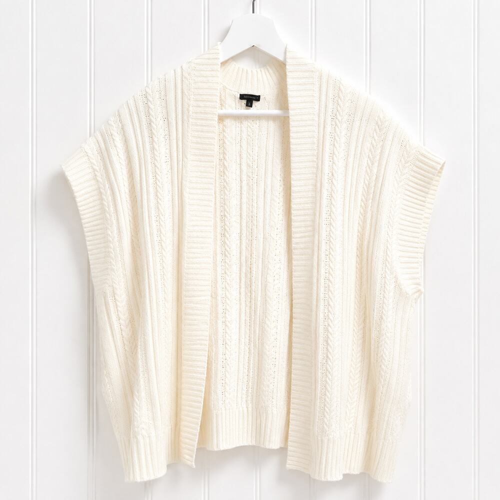 Talbots · M/L · Ivory · Cable Knit Ruana · Wool Blend Wrap